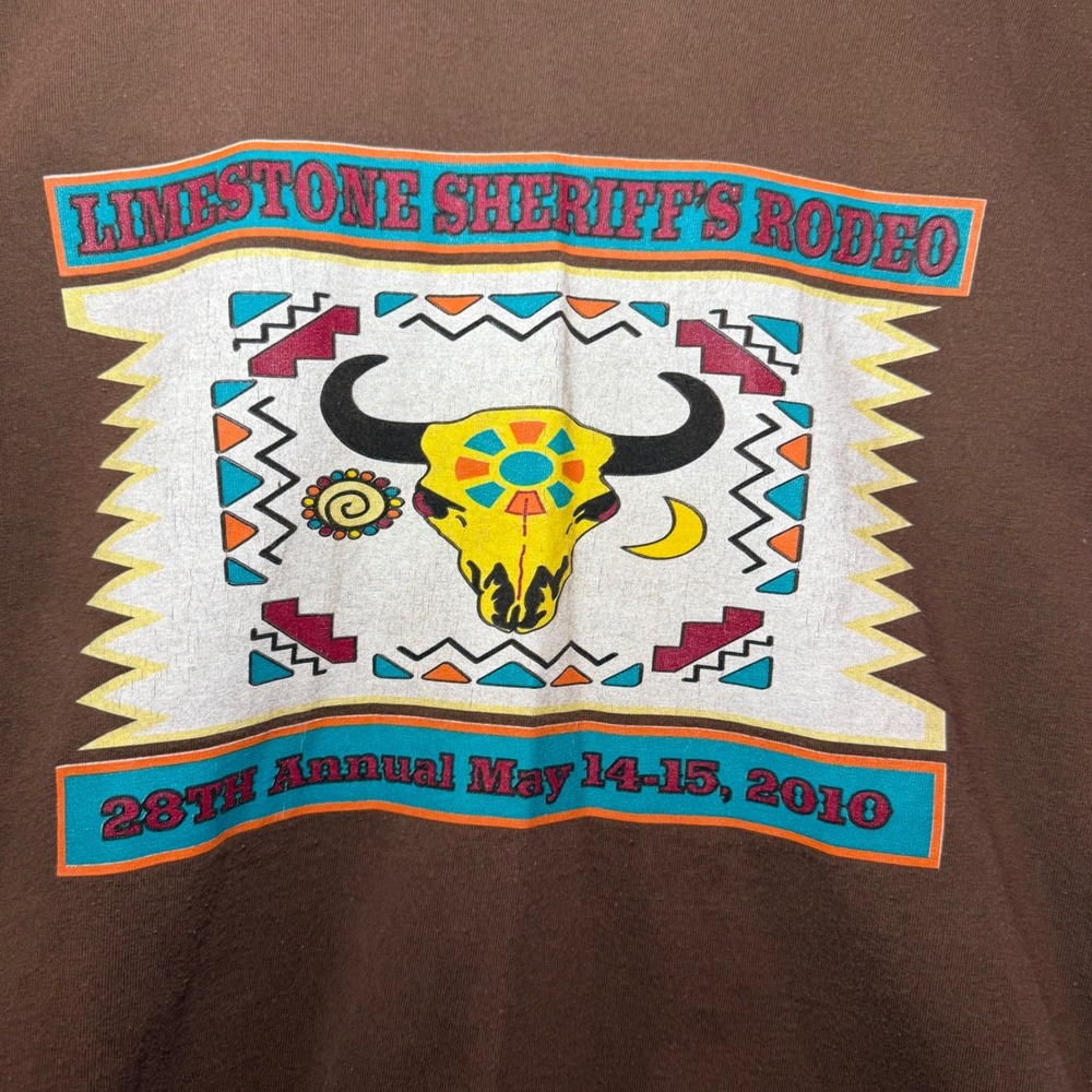 Limestone County Sheriff's Rodeo 2010 Graphic T-Shirt Brown Mens Medium Western
